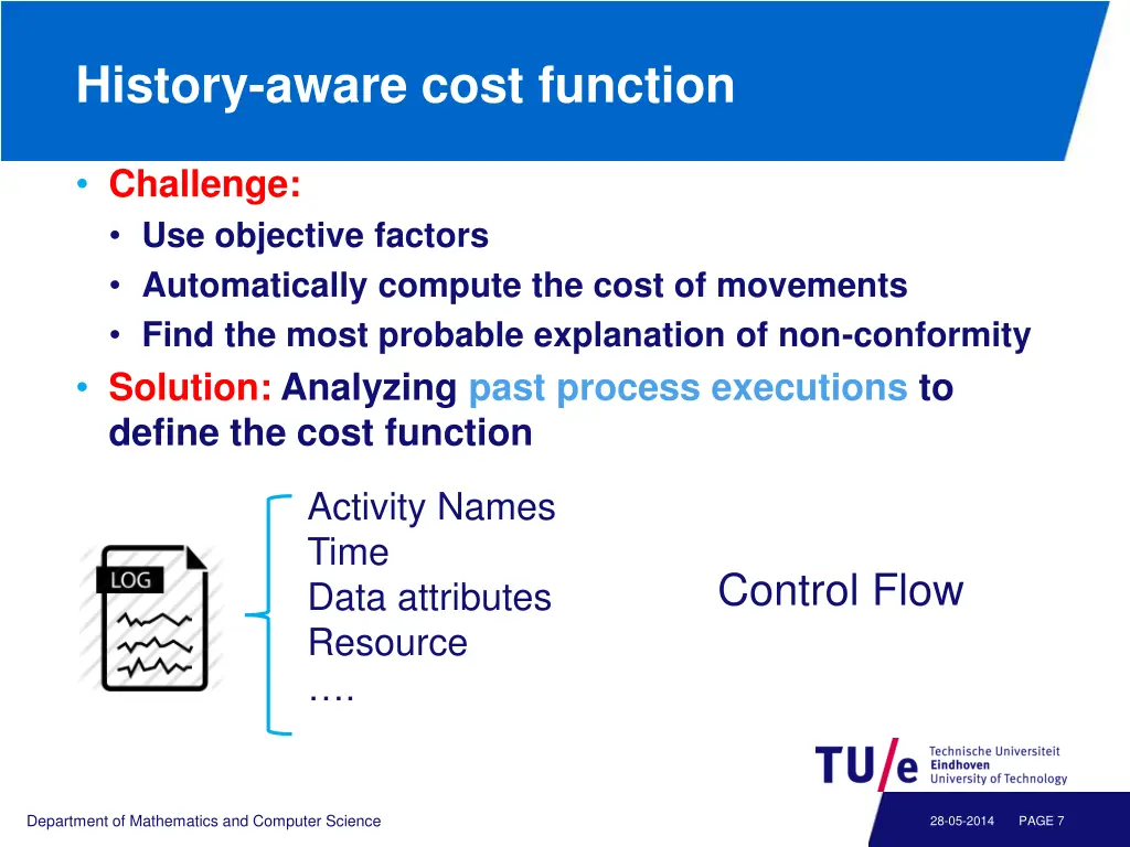 history aware cost function
