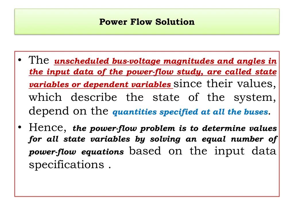 power flow solution