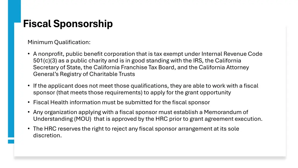 fiscal sponsorship