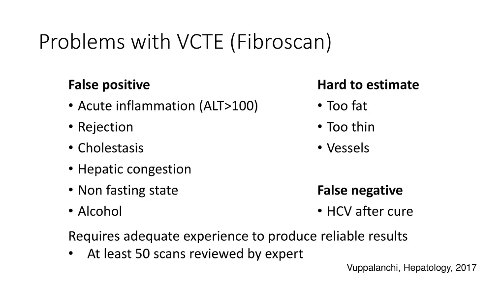 problems with vcte fibroscan
