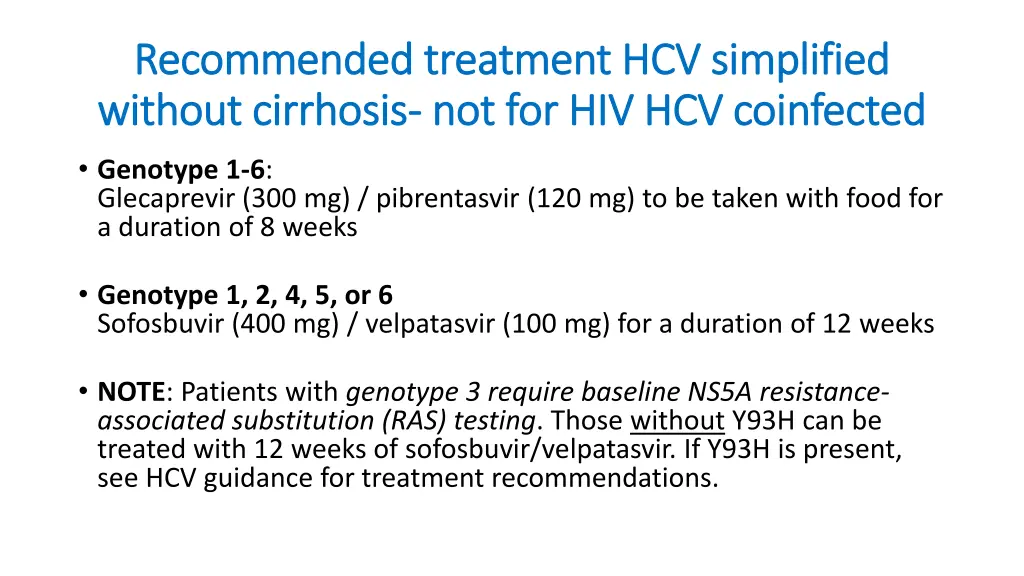 recommended treatment hcv simplified recommended