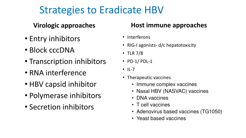 strategies to eradicate hbv