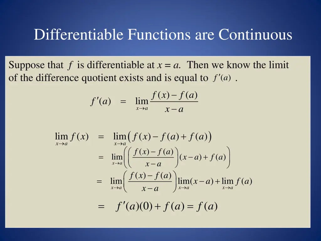 differentiable functions are continuous 2