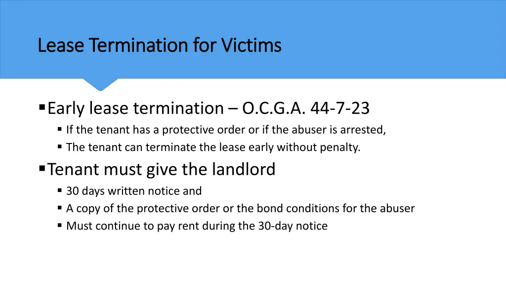 lease termination for victims lease termination