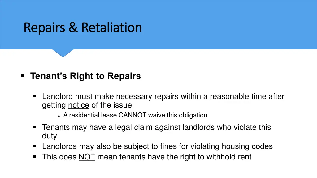 repairs retaliation repairs retaliation