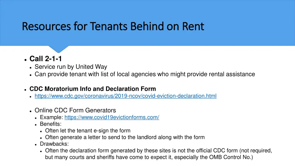 resources for tenants behind on rent resources