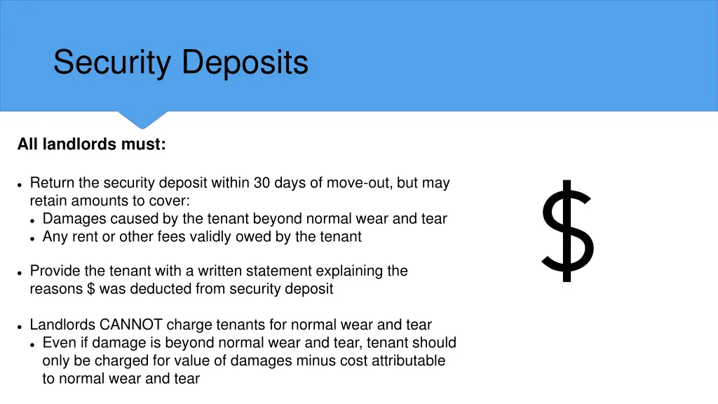security deposits