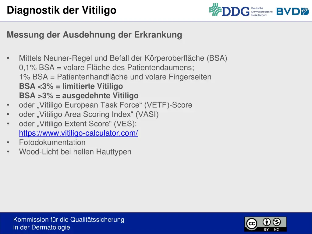 diagnostik der vitiligo