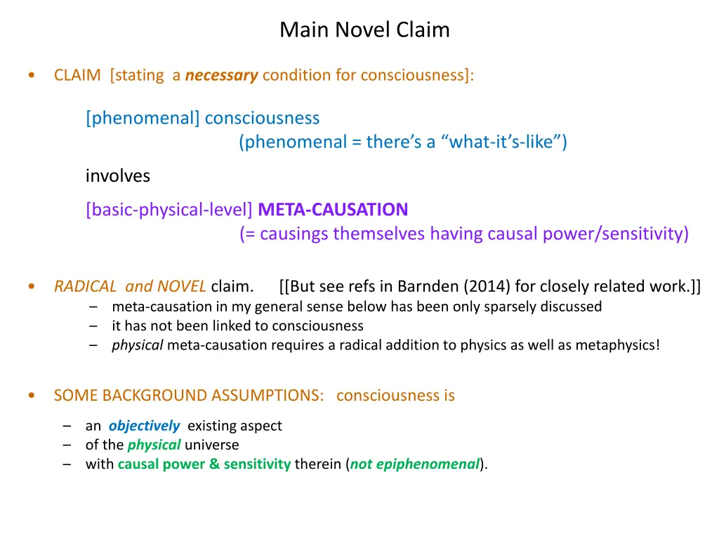 main novel claim