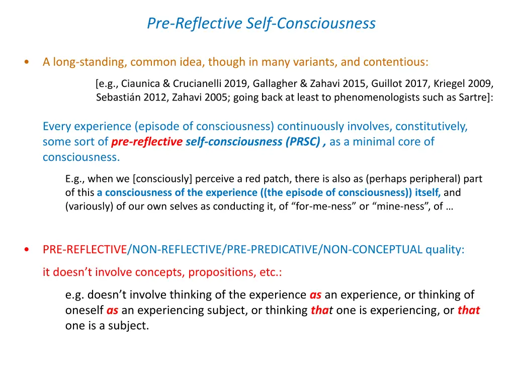 pre reflective self consciousness