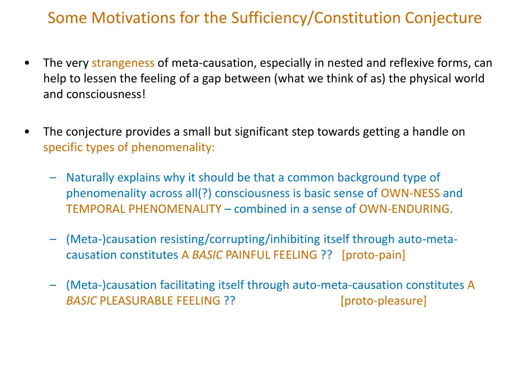 some motivations for the sufficiency constitution