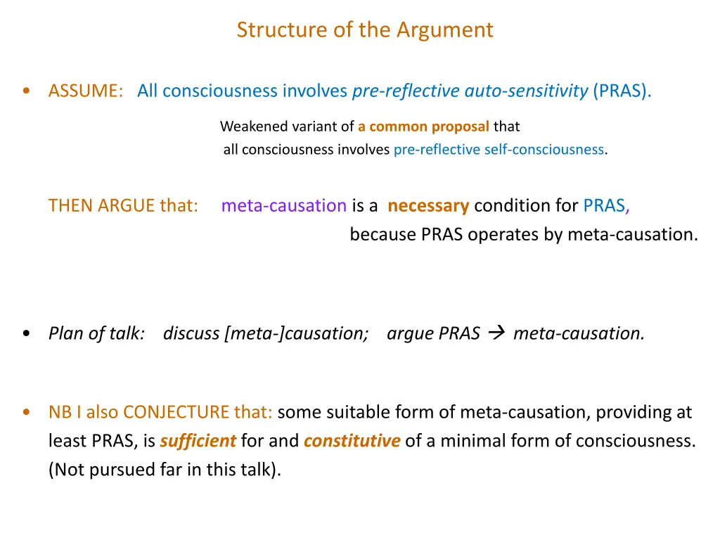 structure of the argument
