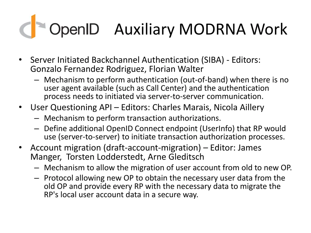 auxiliary modrna work