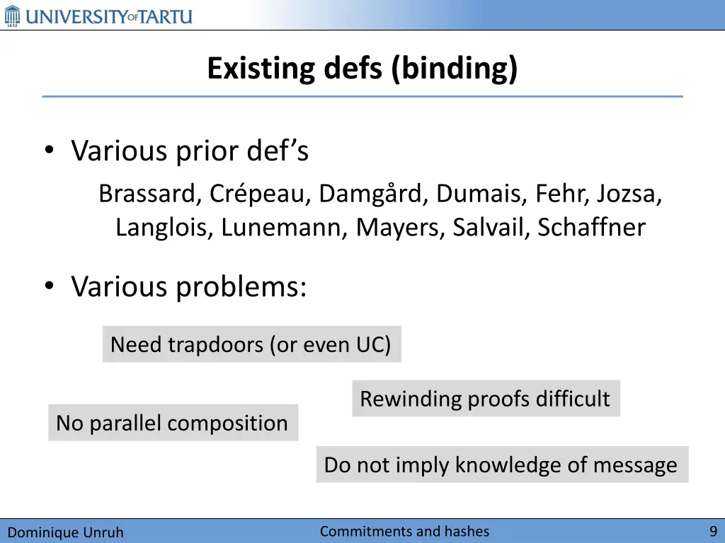 existing defs binding
