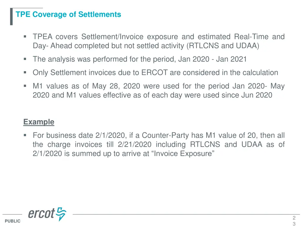 tpe coverage of settlements
