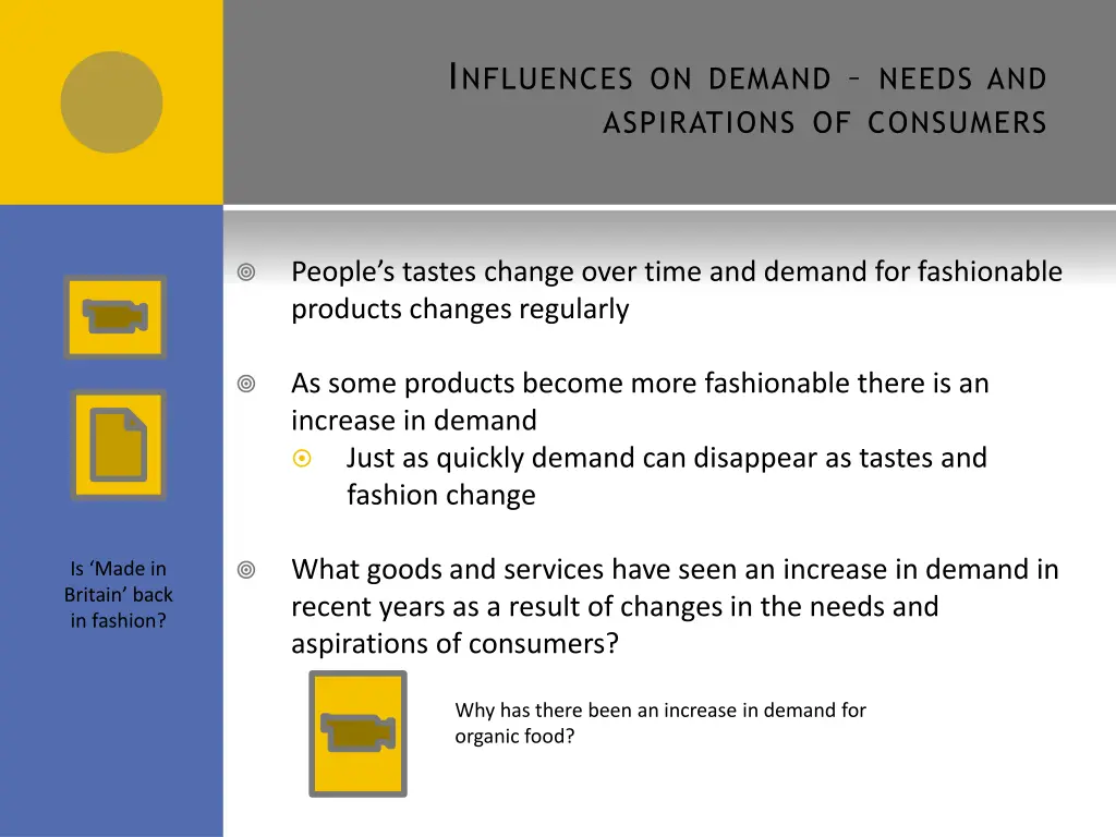 i nfluences on demand needs and aspirations