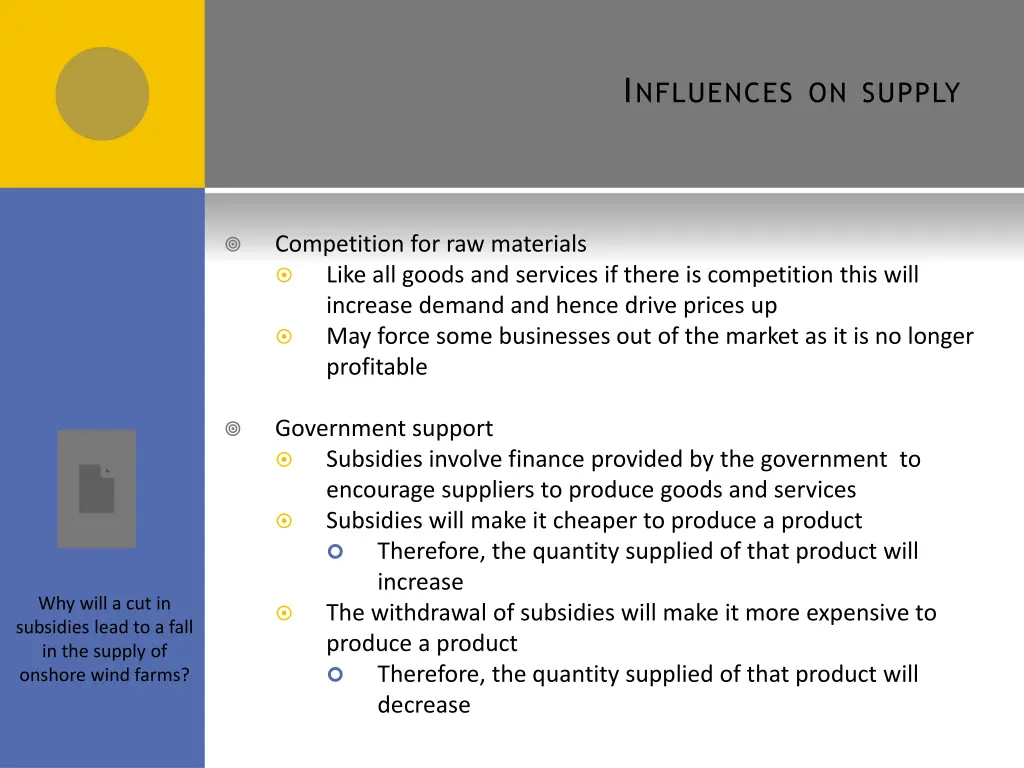 i nfluences on supply 2