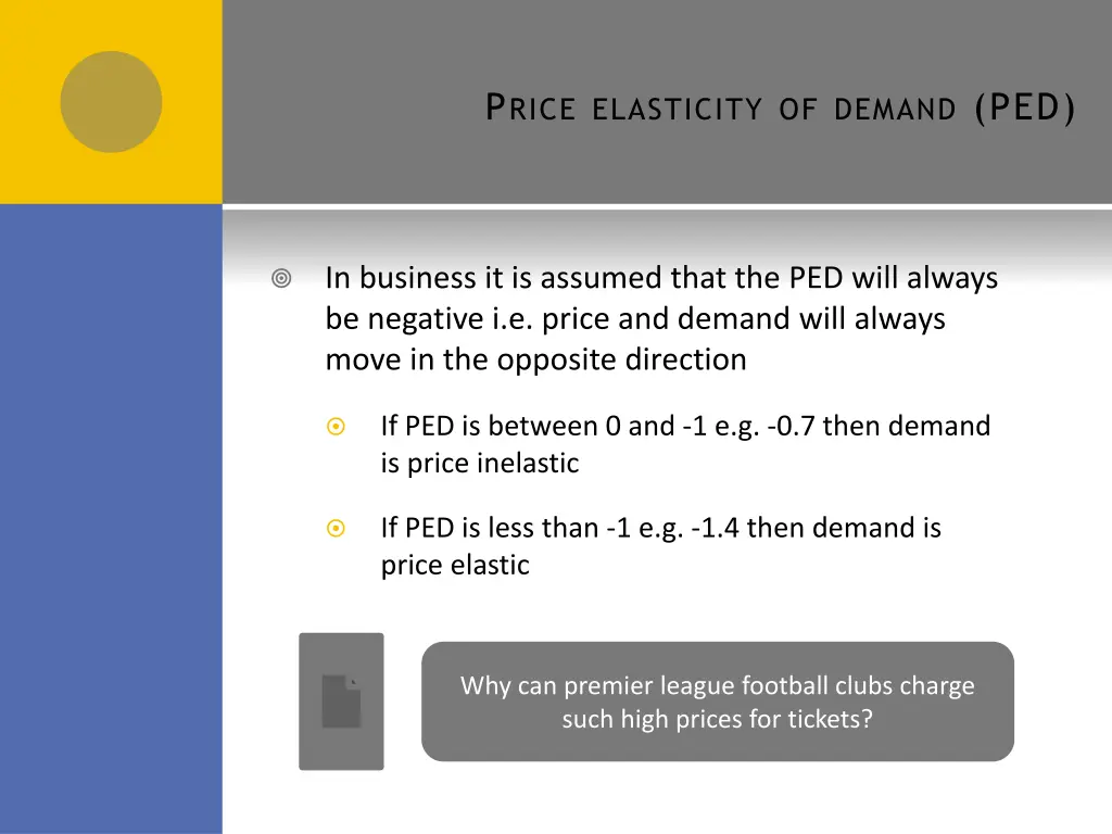 p rice elasticity of demand ped 2