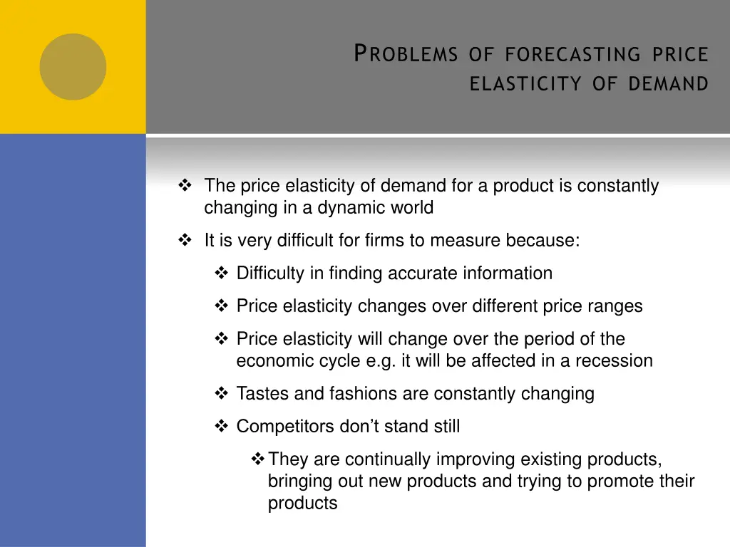 p roblems of forecasting price elasticity