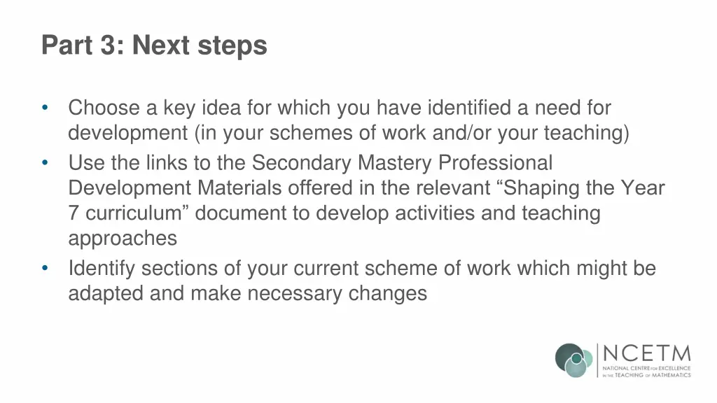 part 3 next steps