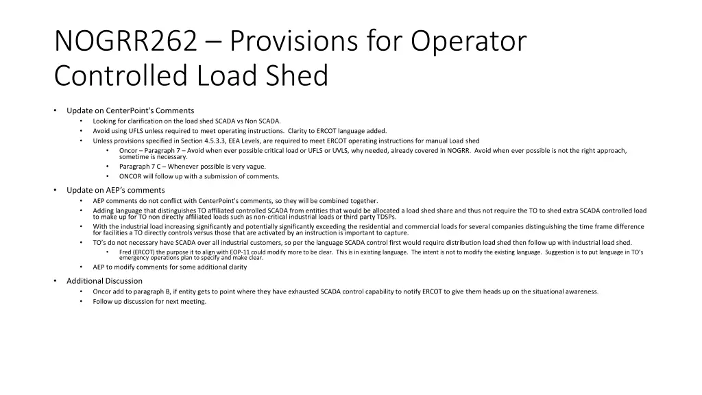 nogrr262 provisions for operator controlled load