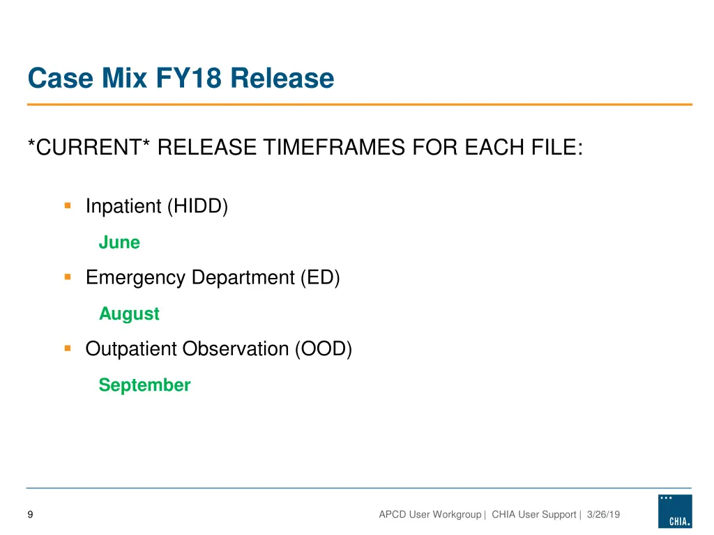case mix fy18 release