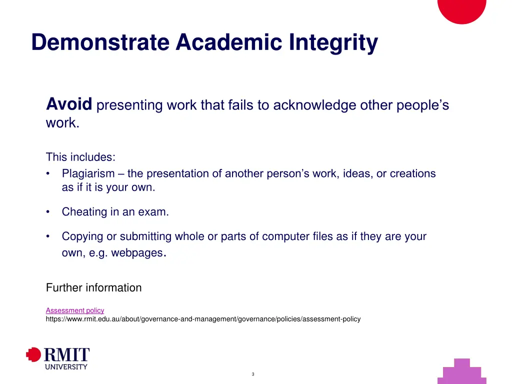 demonstrate academic integrity