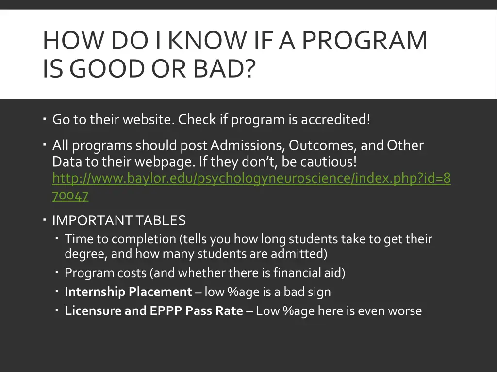 how do i know if a program is good or bad