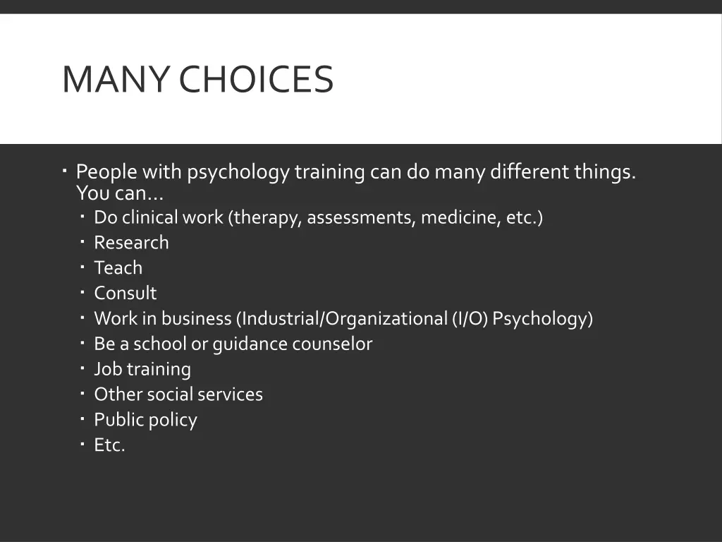 many choices