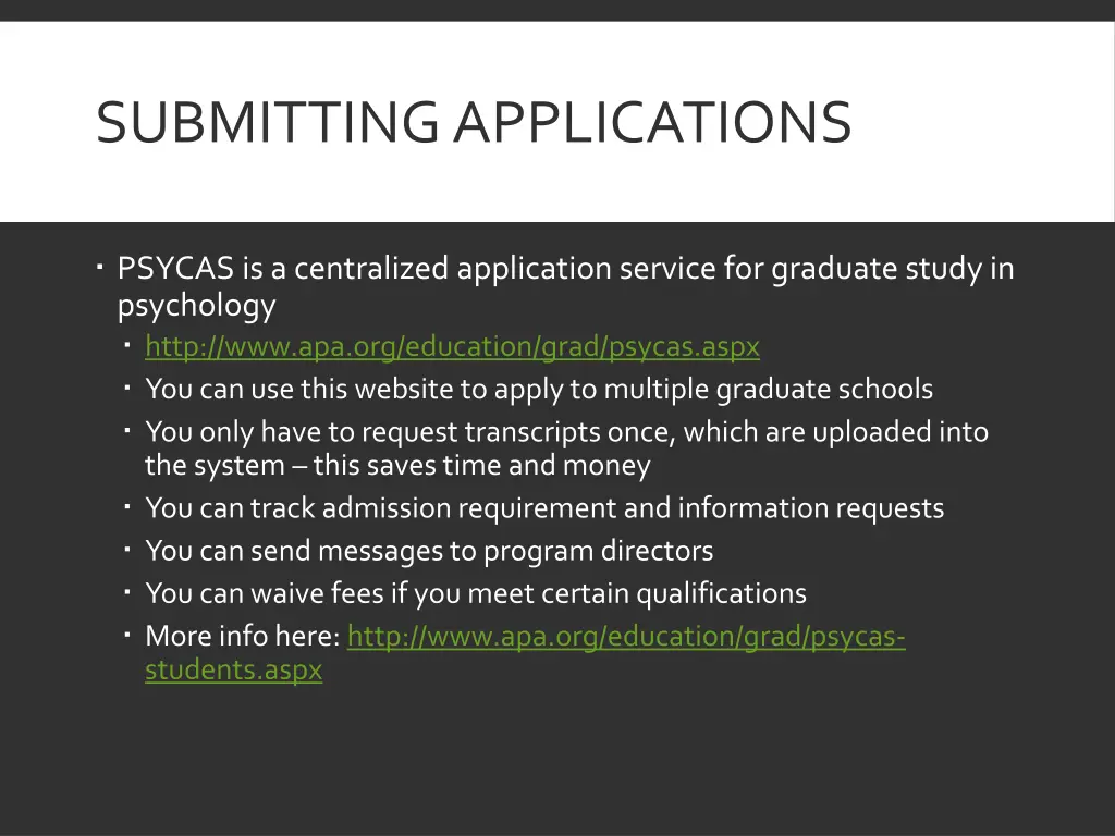 submitting applications