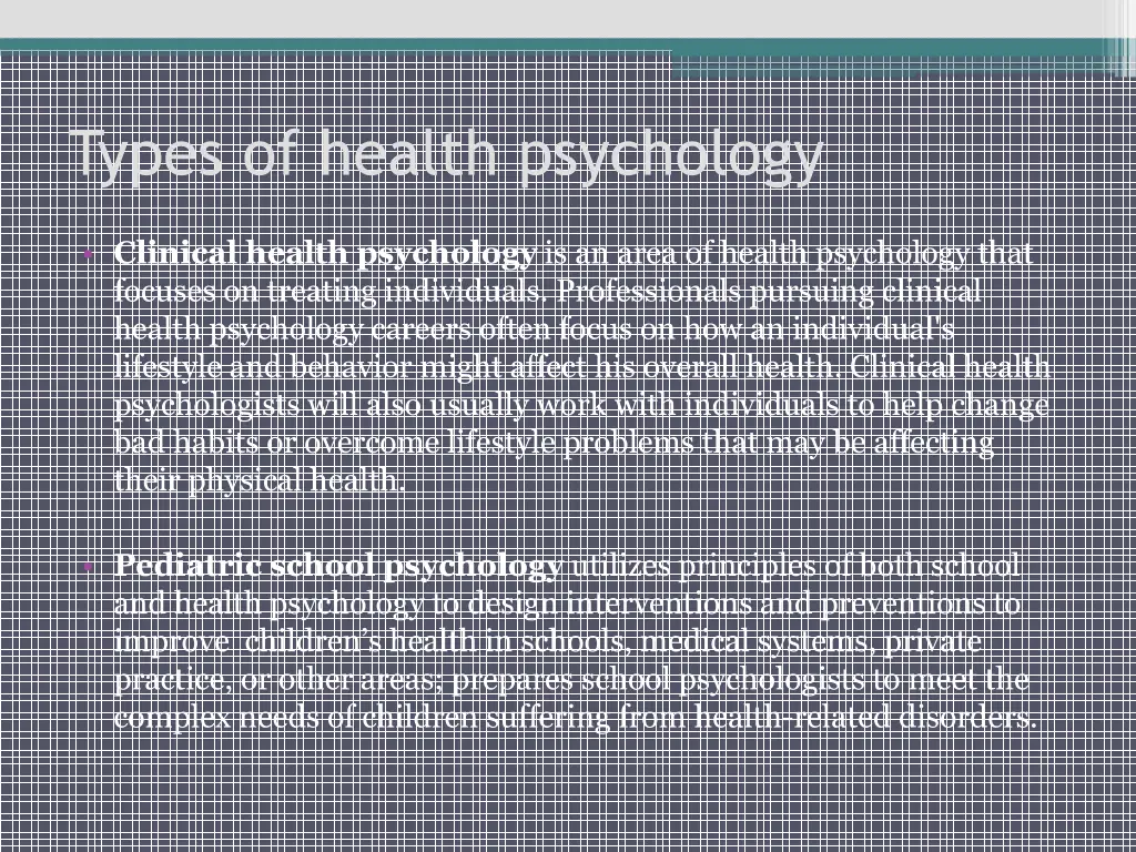 types of health psychology