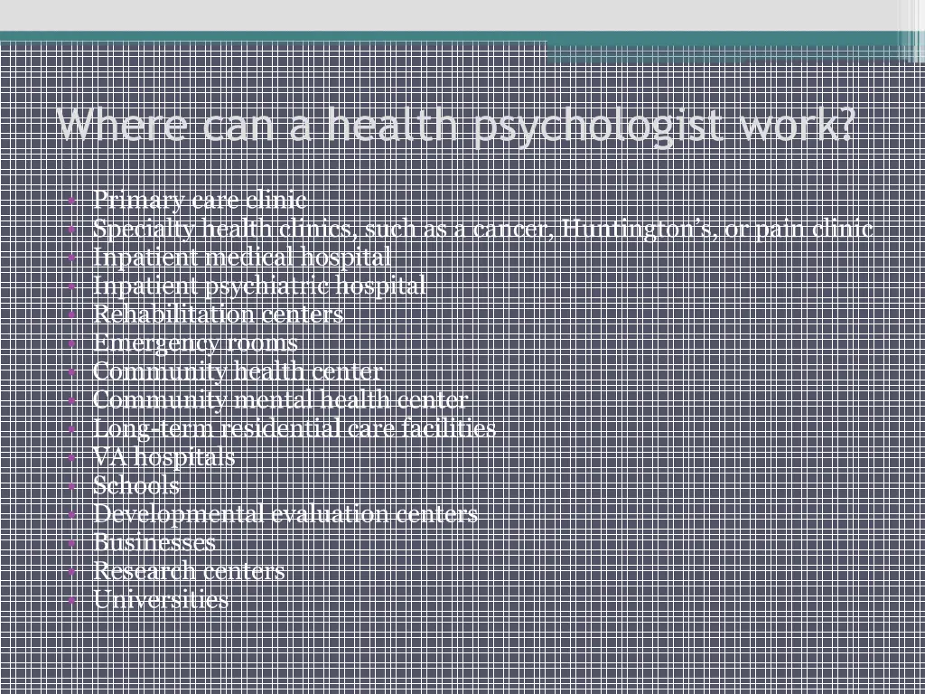 where can a health psychologist work