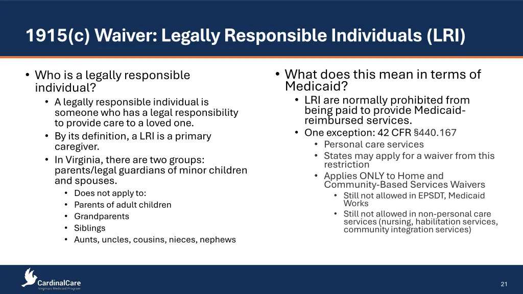 1915 c waiver legally responsible individuals lri