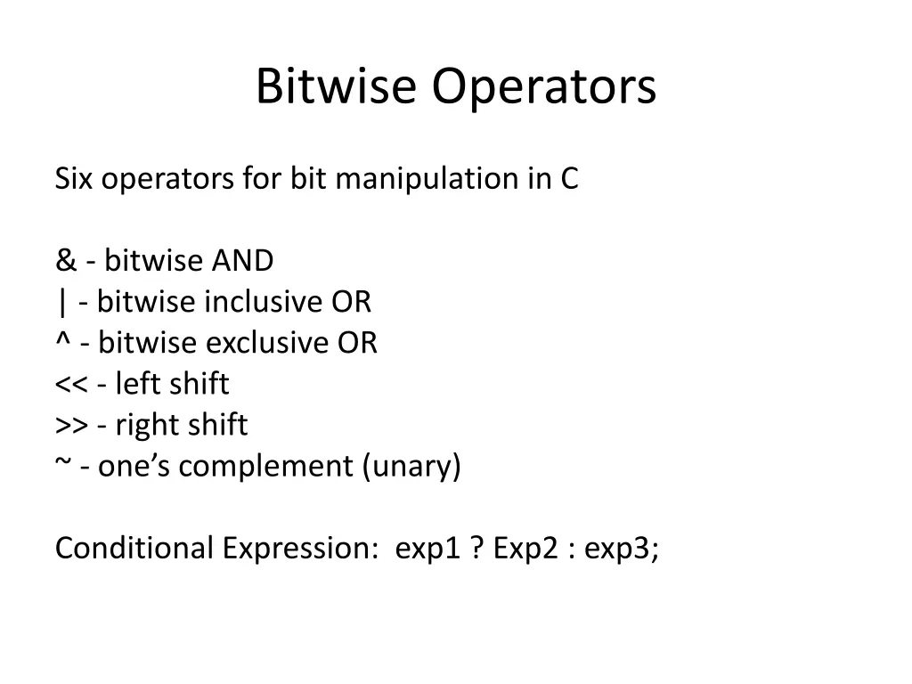 bitwise operators
