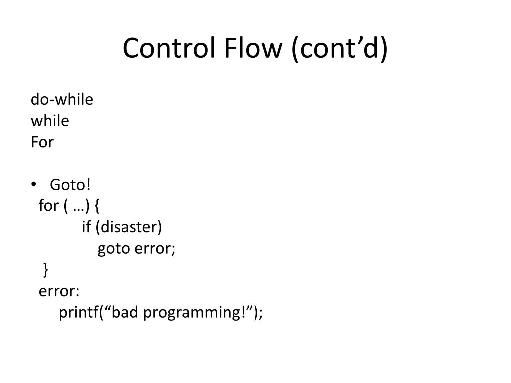 control flow cont d