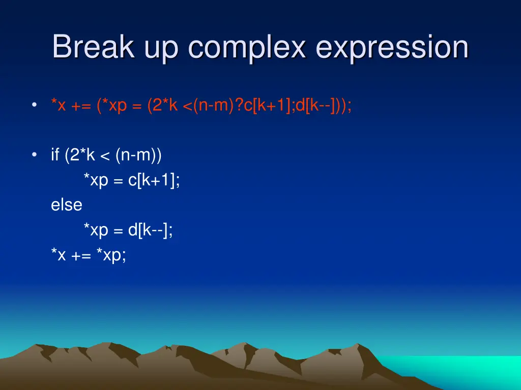 break up complex expression