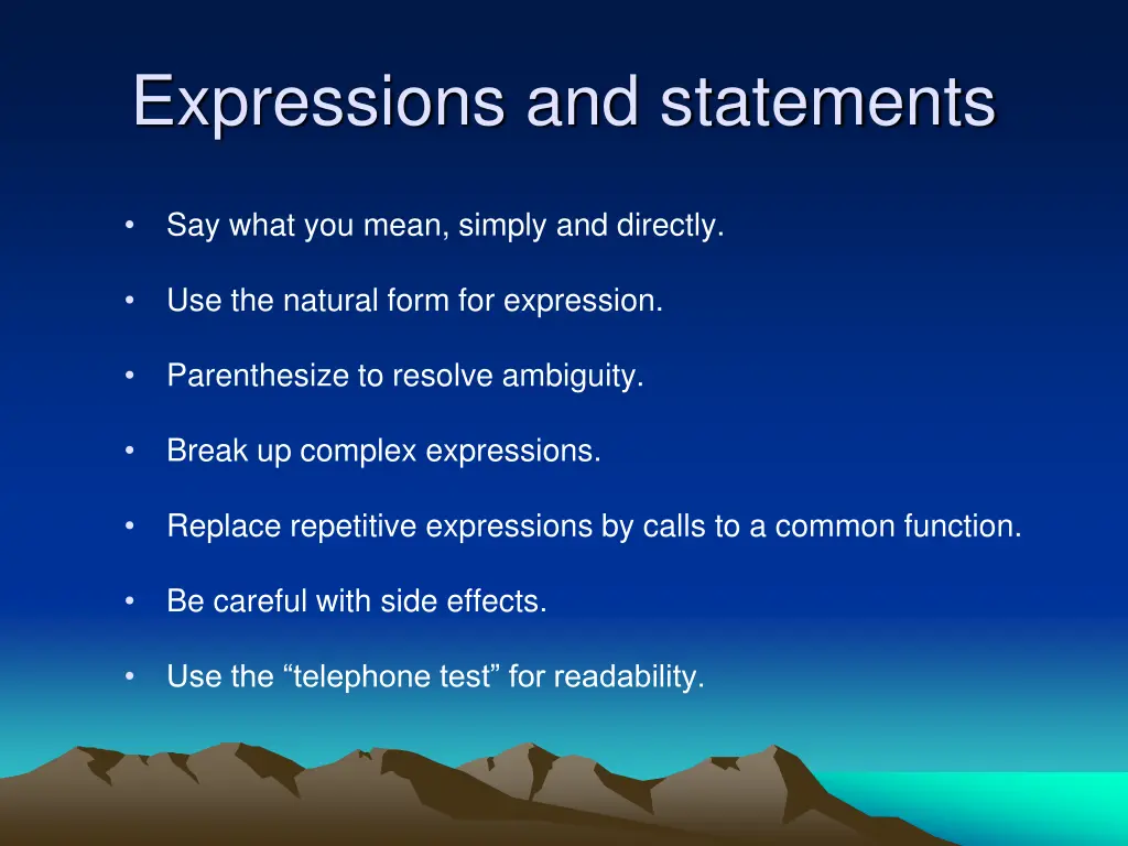 expressions and statements