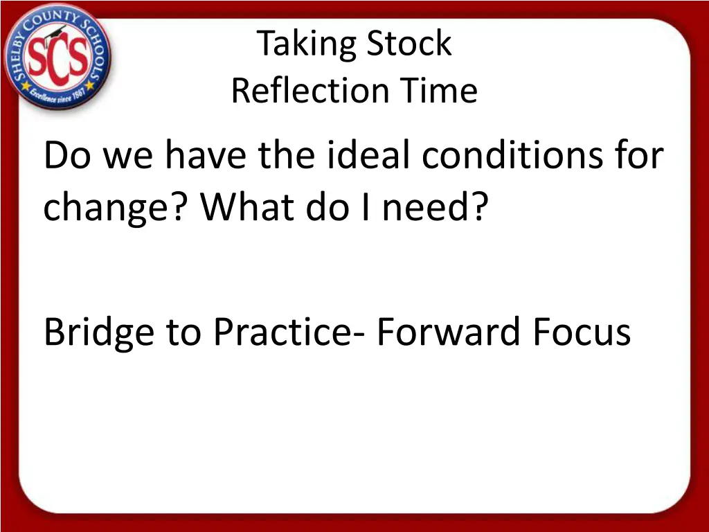 taking stock reflection time