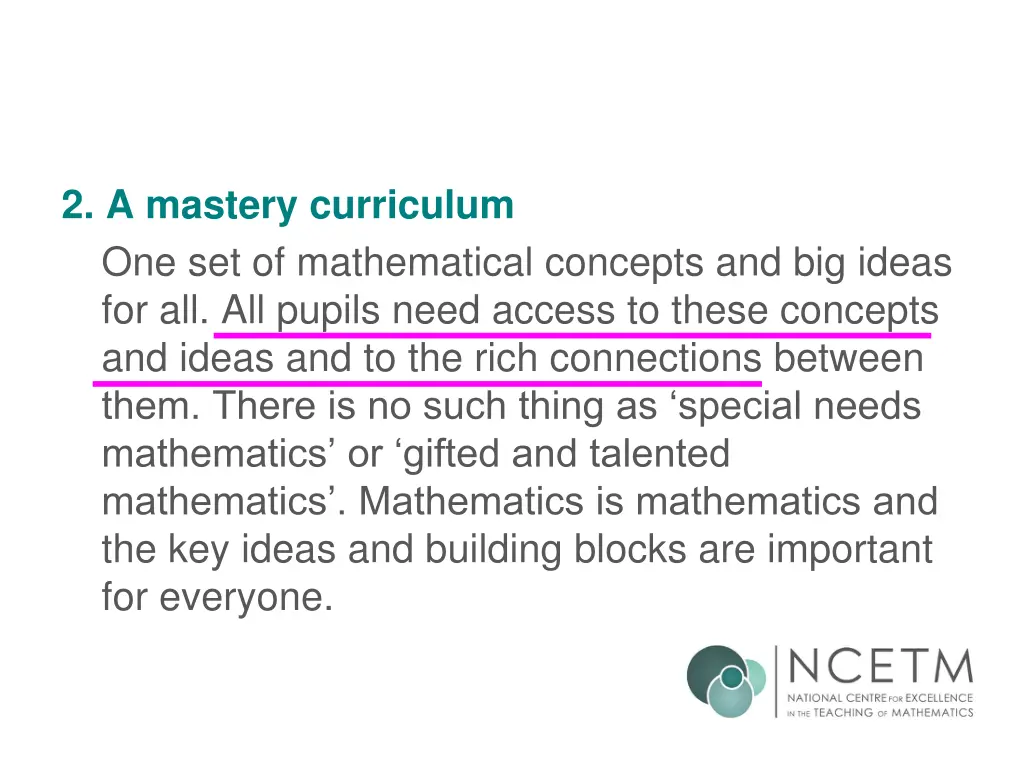 2 a mastery curriculum one set of mathematical
