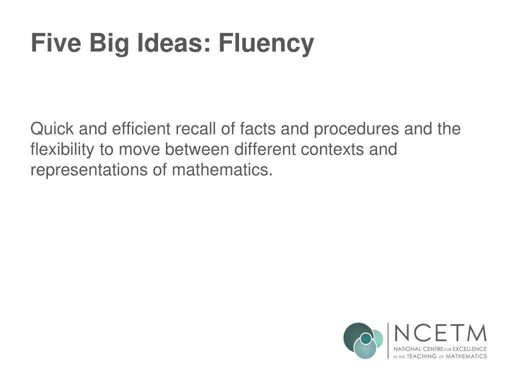 five big ideas fluency