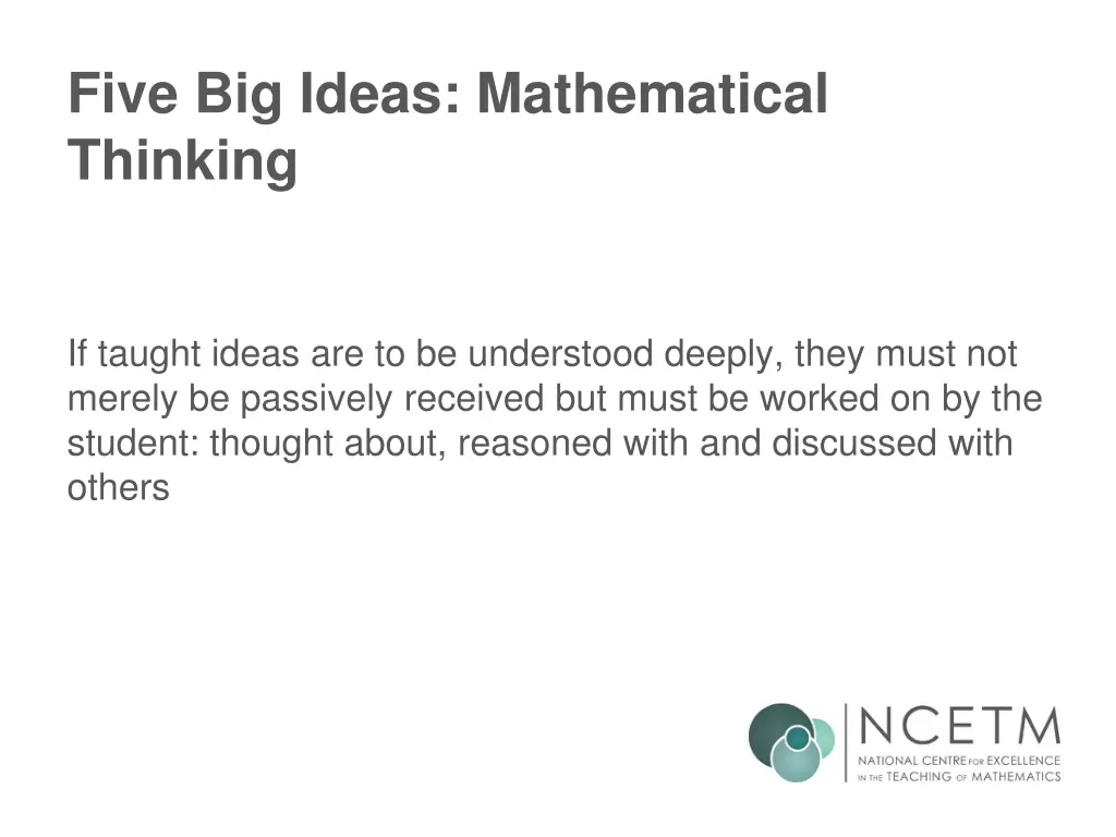five big ideas mathematical thinking