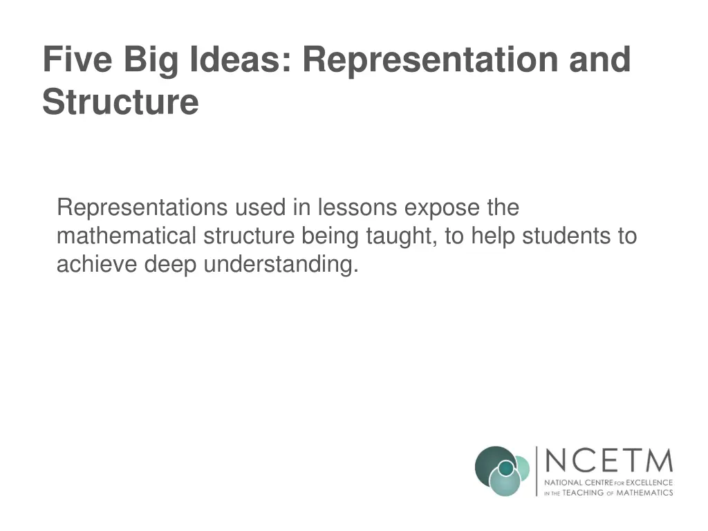 five big ideas representation and structure