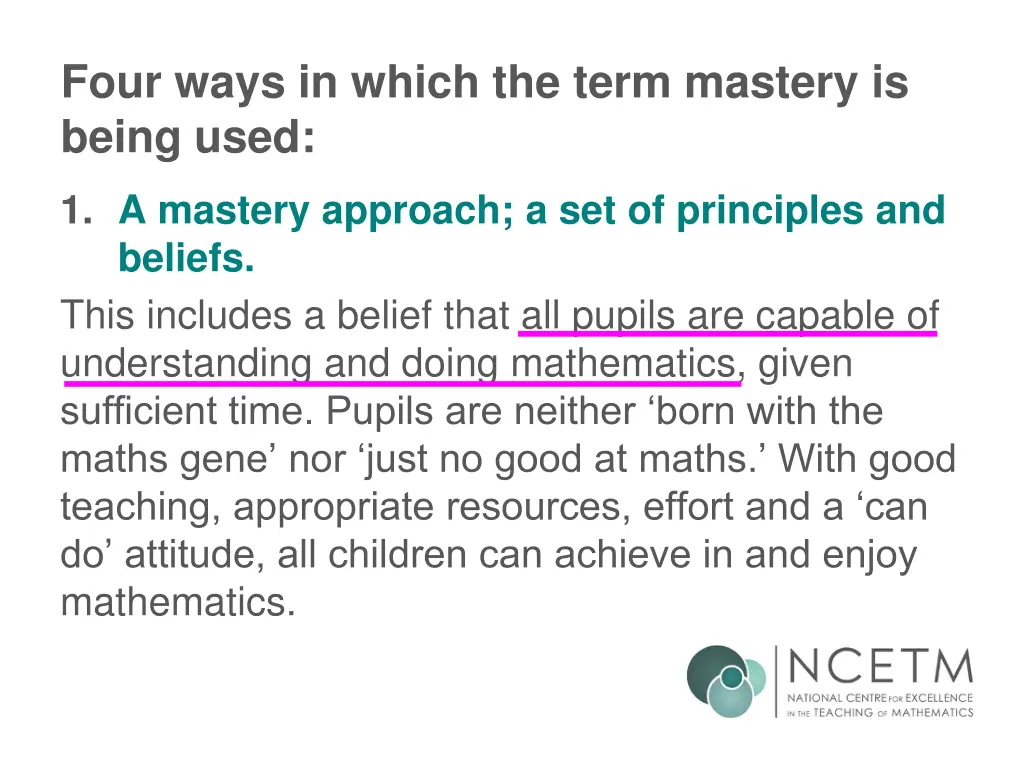 four ways in which the term mastery is being used