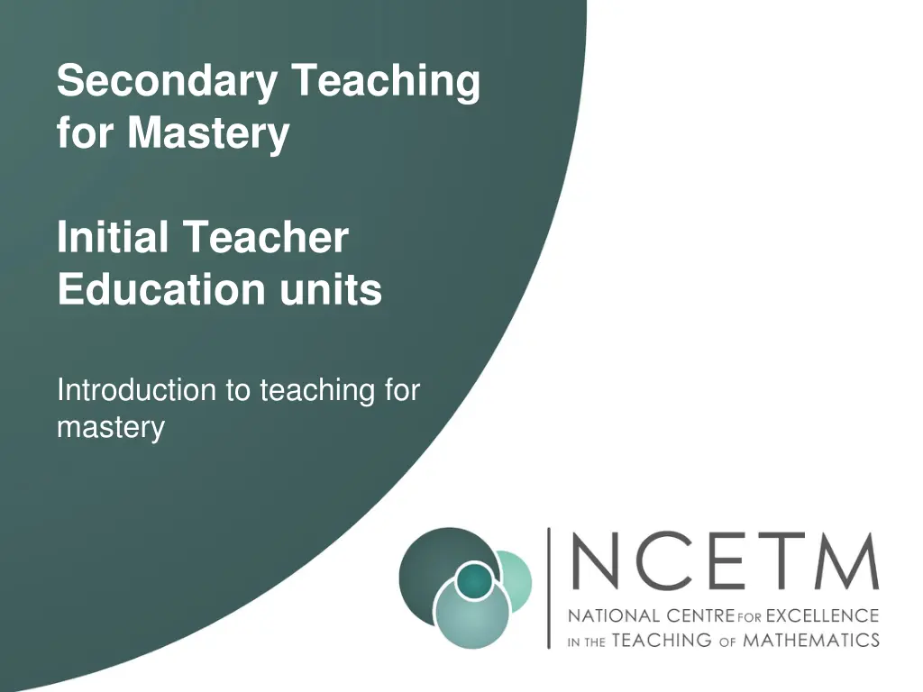 secondary teaching for mastery