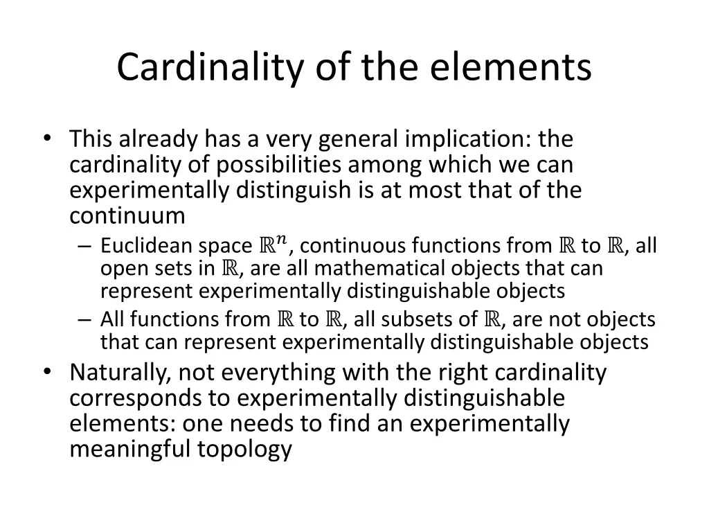 cardinality of the elements