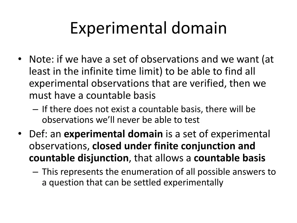 experimental domain