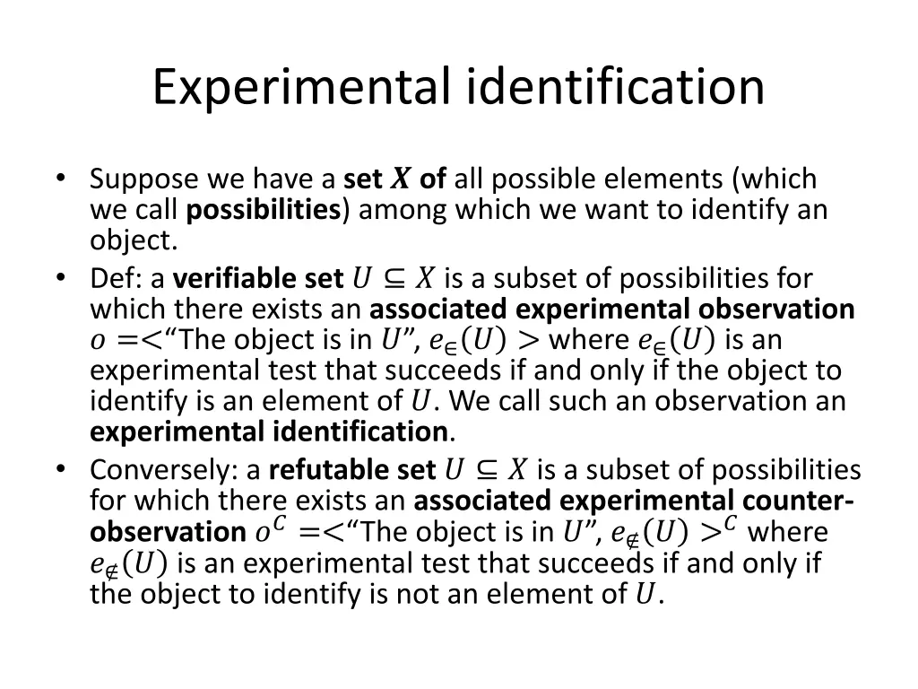 experimental identification