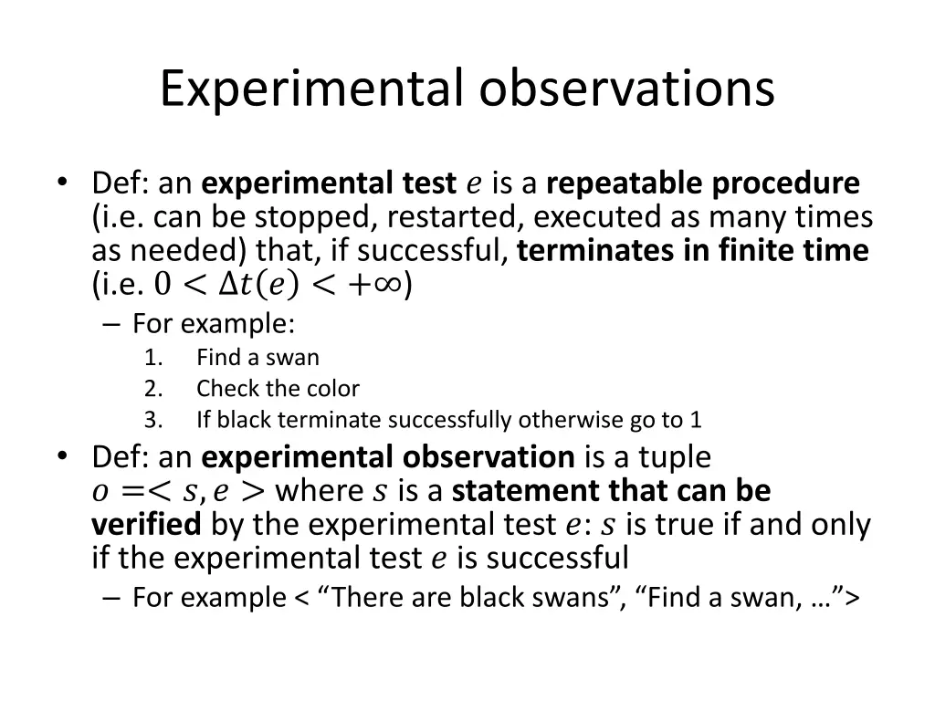 experimental observations 1