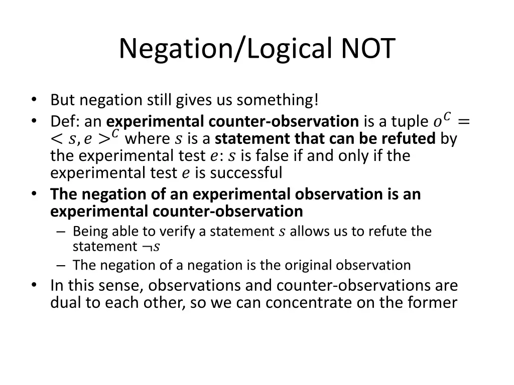 negation logical not 1