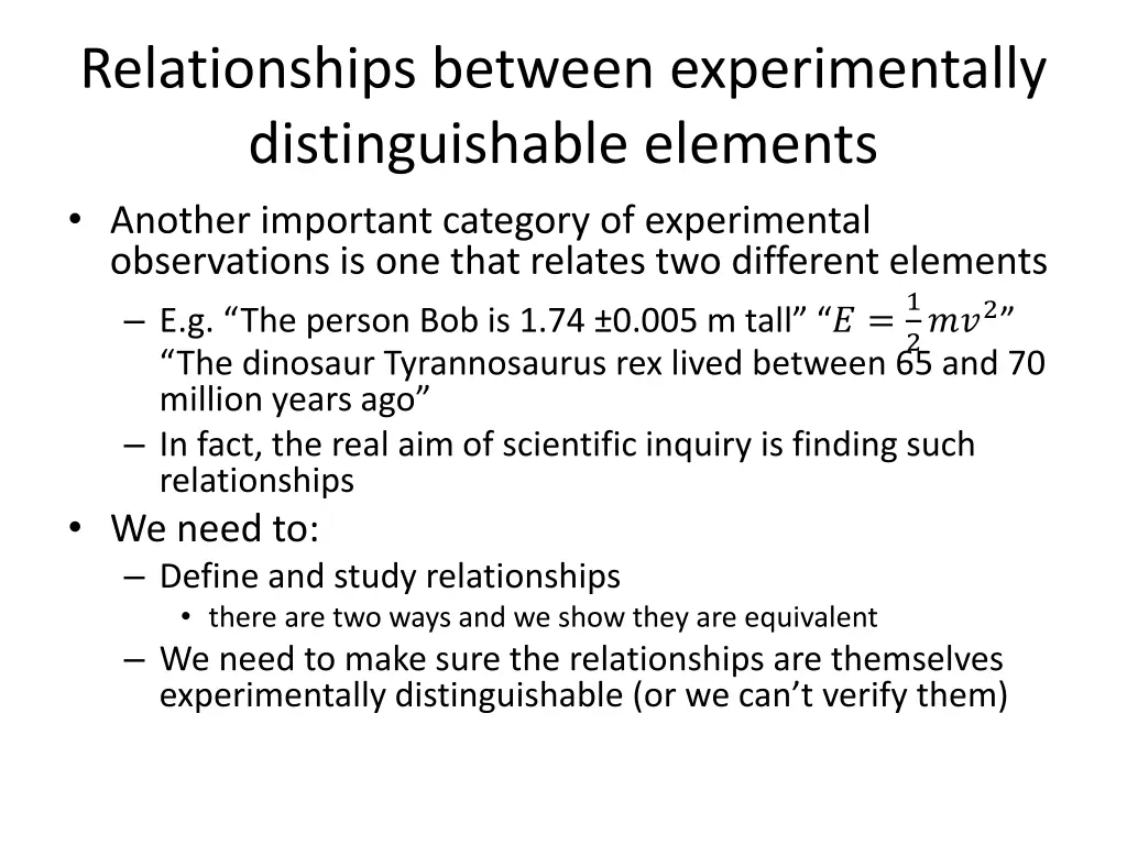 relationships between experimentally